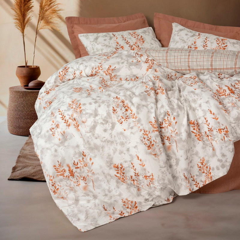 Σετ παπλωματοθήκη Lamina Cotton Box 3 τμχ Μονή (160×220) χρώμα cinnamon