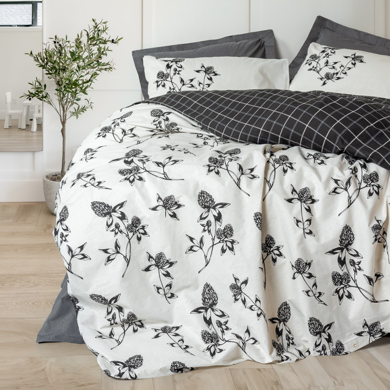 Σετ παπλωματοθήκη Ohia Cotton Box 4 τμχ Διπλή (200×220) χρώμα ανθρακί