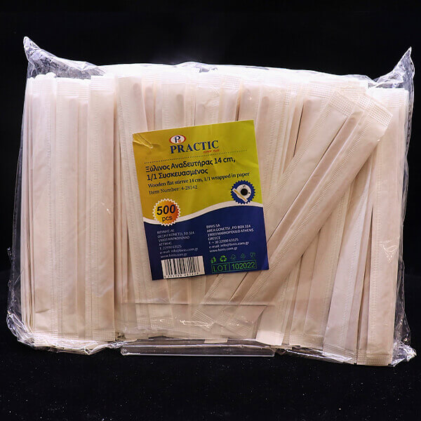 ΑΝΑΔΕΥΤΗΡΑΣ ΞΥΛΙΝΟΣ ΣΕ ΖΕΛΟΦΑΝ 14cm 500τμχ