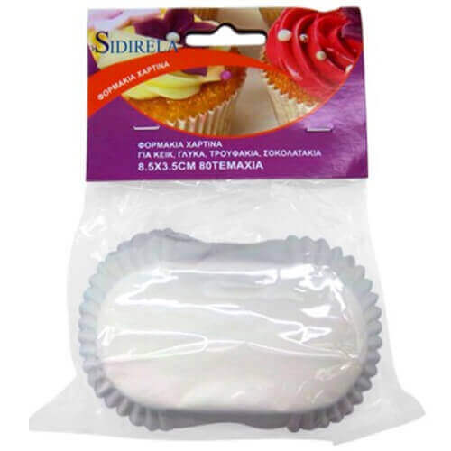 ΦΟΡΜΑΚΙΑ ΧΑΡΤΙΝΑ ΓΙΑ ΚΕΙΚ ΟΒΑΛ 8.5Χ3.5cm 80τμχ