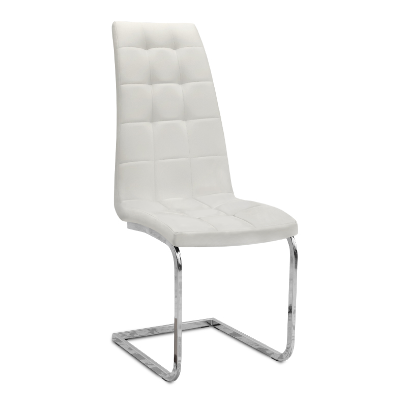 Καρέκλα τραπεζαρίας Vela Megapap λευκό PU – μεταλλική βάση χρωμίου 41x61x107εκ.