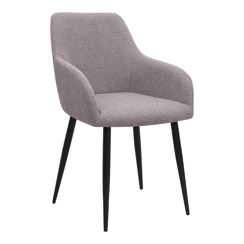 Πολυθρόνα τραπεζαρίας Monica Megapap ανοιχτό μπεζ ύφασμα – μεταλλικό μαύρο πόδι 54x57x84εκ.