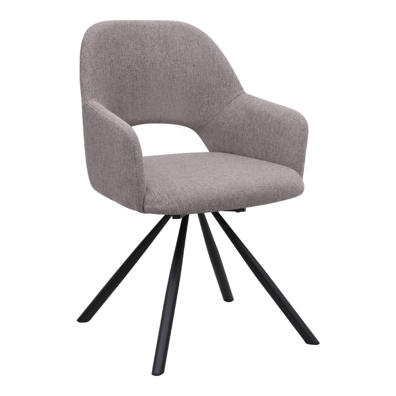 Πολυθρόνα τραπεζαρίας Gabriel Megapap ανοιχτό μπεζ ύφασμα – μεταλλικό μαύρο πόδι 58x60x85εκ.