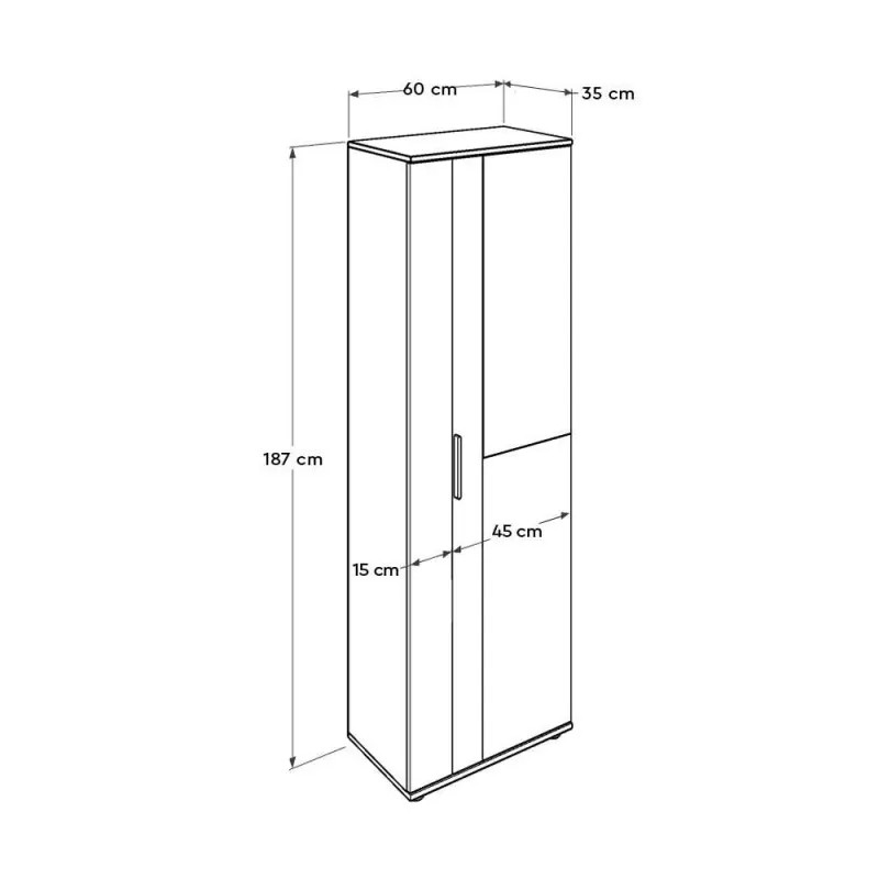 Ντουλάπα ρούχων - παπουτσοθήκη 30 ζευγών Porto μονόφυλλη με καθρέφτη λευκή 60x36x187εκ. - Image 6