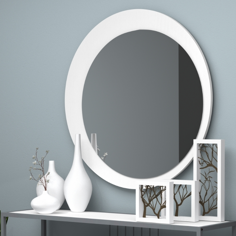 Καθρέπτης τοίχου Moon Megapap χρώμα λευκό Ø88×2,2εκ.