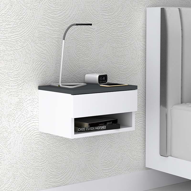 Κομοδίνο επιτοίχιο Mary Megapap χρώμα ανθρακί – λευκό 40x30x23εκ.