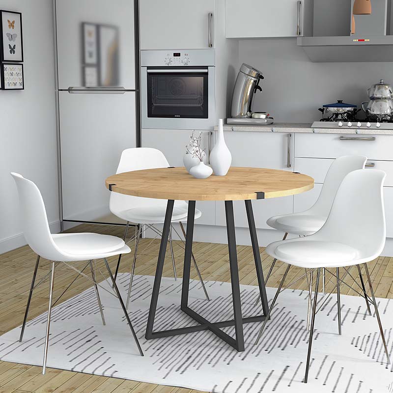 Τραπέζι Rubes Megapap χρώμα φυσικό οξιάς – ανθρακί 100x100x78εκ.