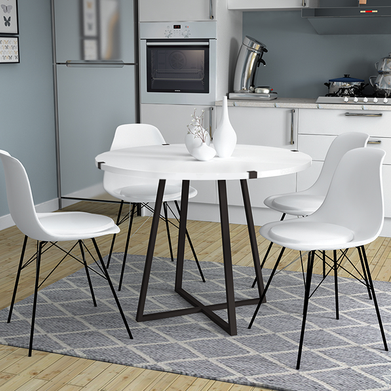 Τραπέζι Rubes Megapap χρώμα λευκό – ανθρακί 100x100x78εκ.