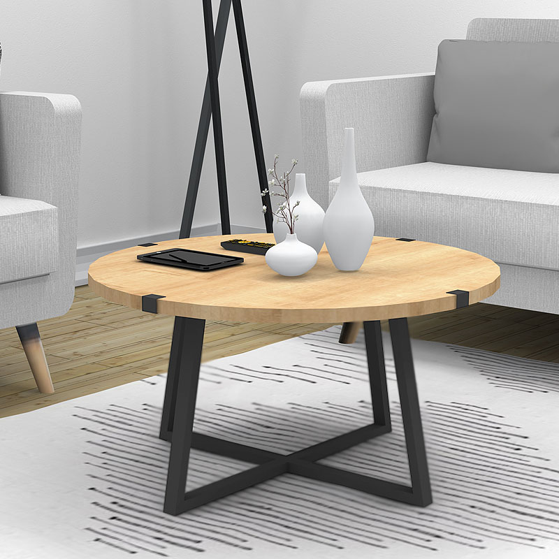 Τραπεζάκι σαλονιού Mauricio Megapap χρώμα φυσικό οξιάς – ανθρακί 78x78x43εκ.