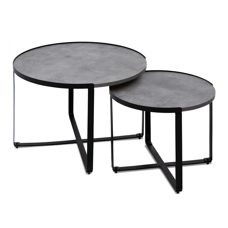 Σετ τραπεζάκια σαλονιού Davis Megapap 2τμχ. χρώμα γκρι σκυροδέματος 70x69x46εκ.