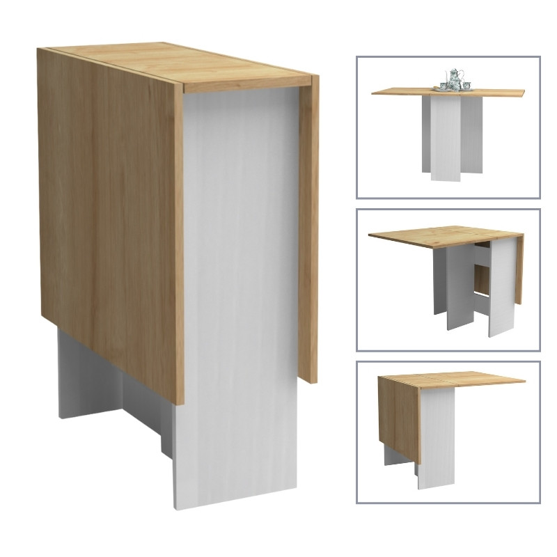 Τραπέζι Pepe Megapap επεκτεινόμενο χρώμα λευκό – φυσικό οξιάς 28(56+56)x77x75εκ.