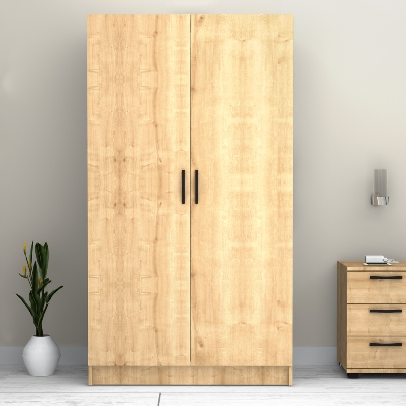 Ντουλάπα ρούχων Victoria Megapap δίφυλλη χρώμα φυσικό οξιάς 100x60x181εκ. - Image 6