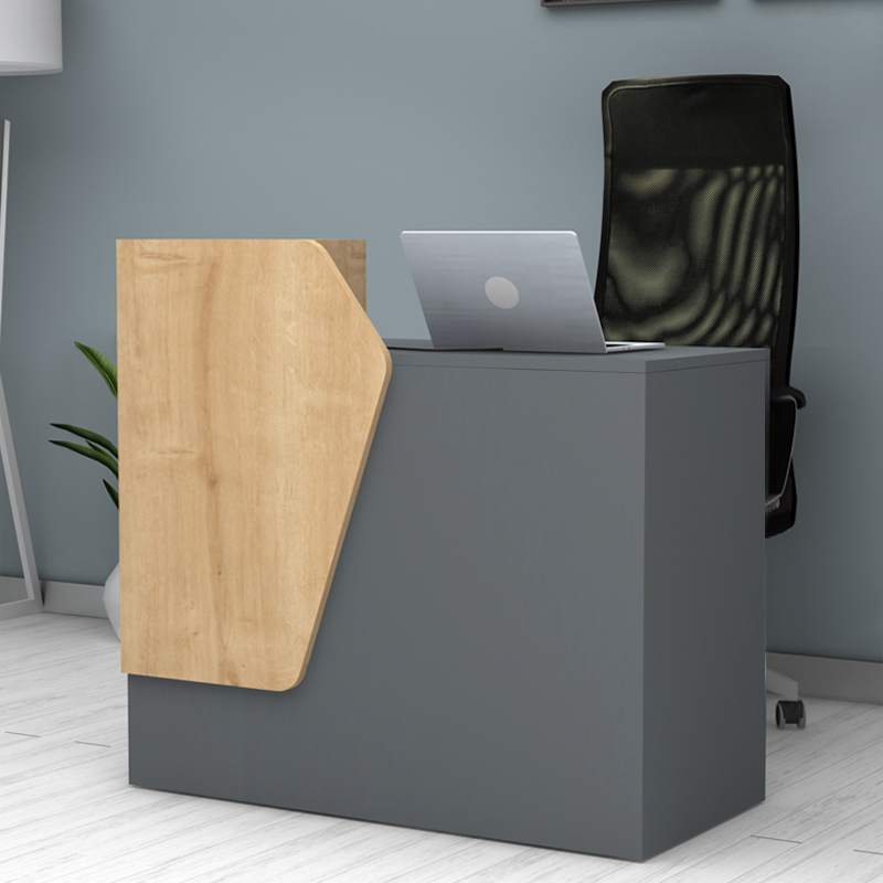 Γραφείο υποδοχής – reception Merlin Megapap χρώμα ανθρακί – φυσικό οξιάς 110x50x101,8εκ.
