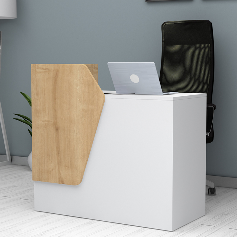 Γραφείο υποδοχής – reception Merlin Megapap χρώμα λευκό – φυσικό οξιάς 110x50x101,8εκ.