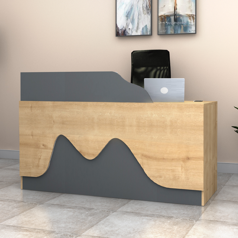 Γραφείο υποδοχής – reception Lione Megapap χρώμα φυσικό οξιάς – ανθρακί 160x60x100εκ.