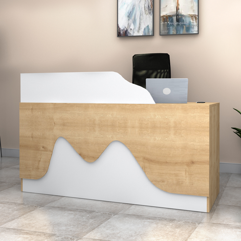 Γραφείο υποδοχής – reception Lione Megapap χρώμα φυσικό οξιάς – λευκό 160x60x100εκ.