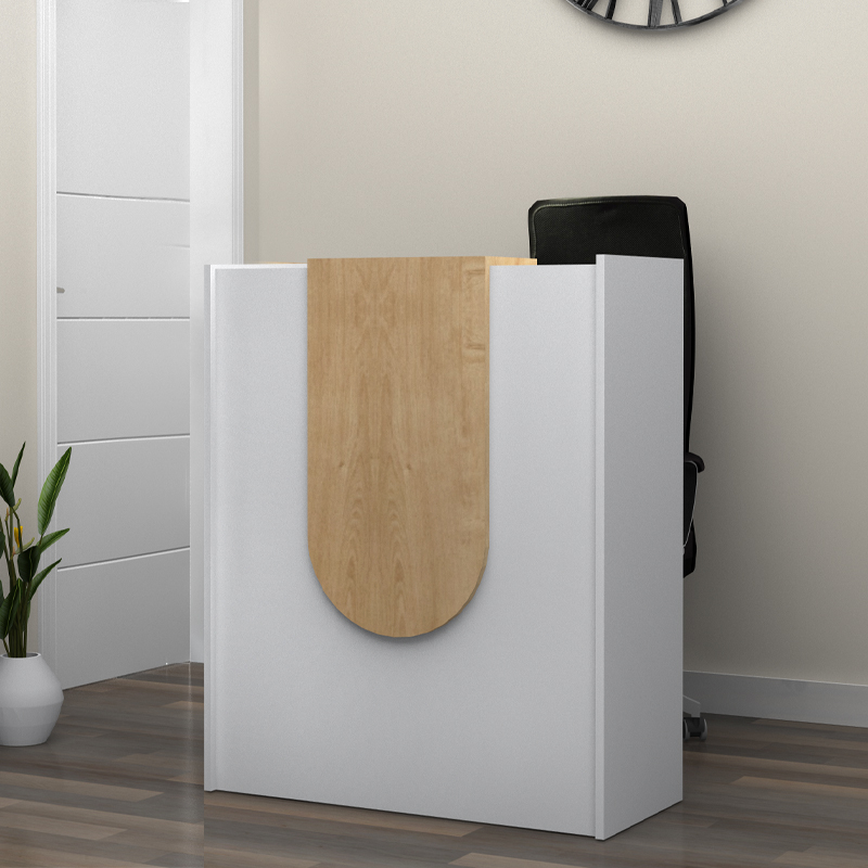 Γραφείο υποδοχής – reception Mezzo Megapap χρώμα λευκό – φυσικό οξιάς 90x40x110εκ.