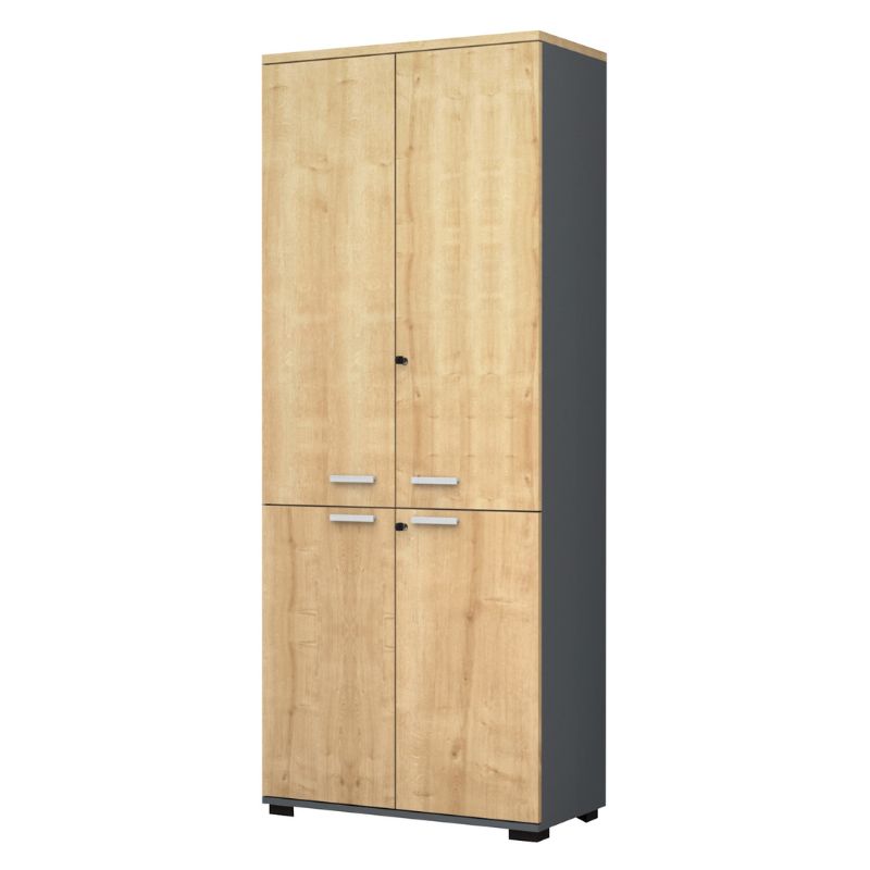 Ντουλάπα γραφείου επαγγελματική Venturo Megapap χρώμα ανθρακί – φυσικό οξιάς 80x40x200εκ.