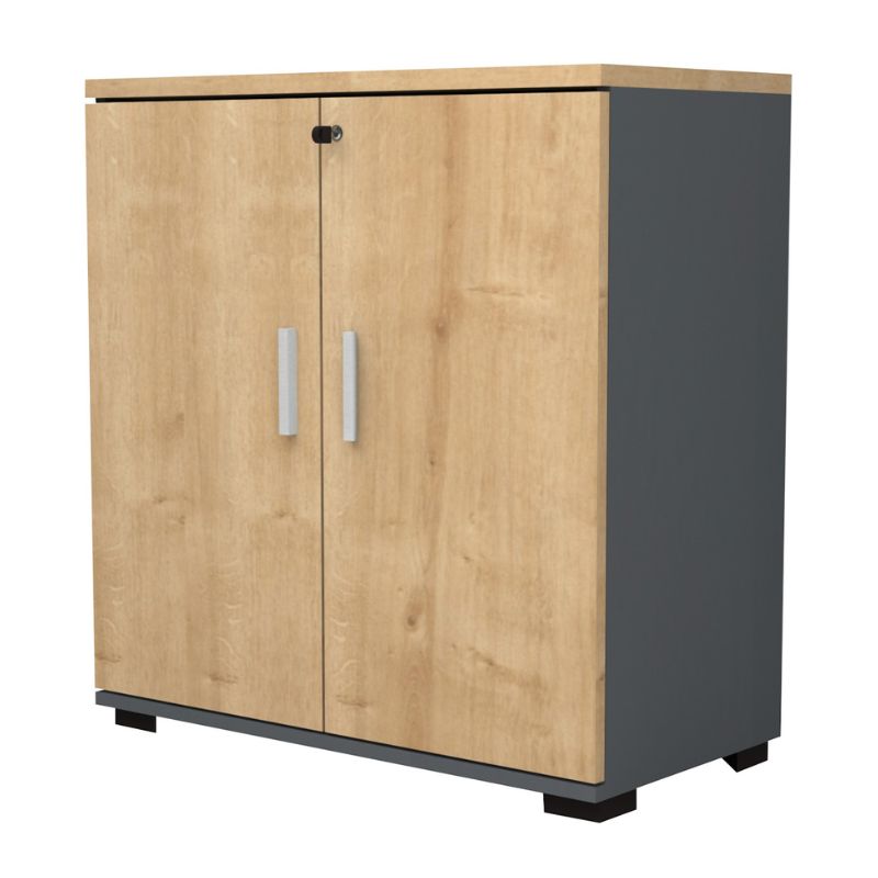 Ντουλάπι γραφείου επαγγελματικό Venturo Megapap χρώμα ανθρακί – φυσικό οξιάς 80x40x80εκ.