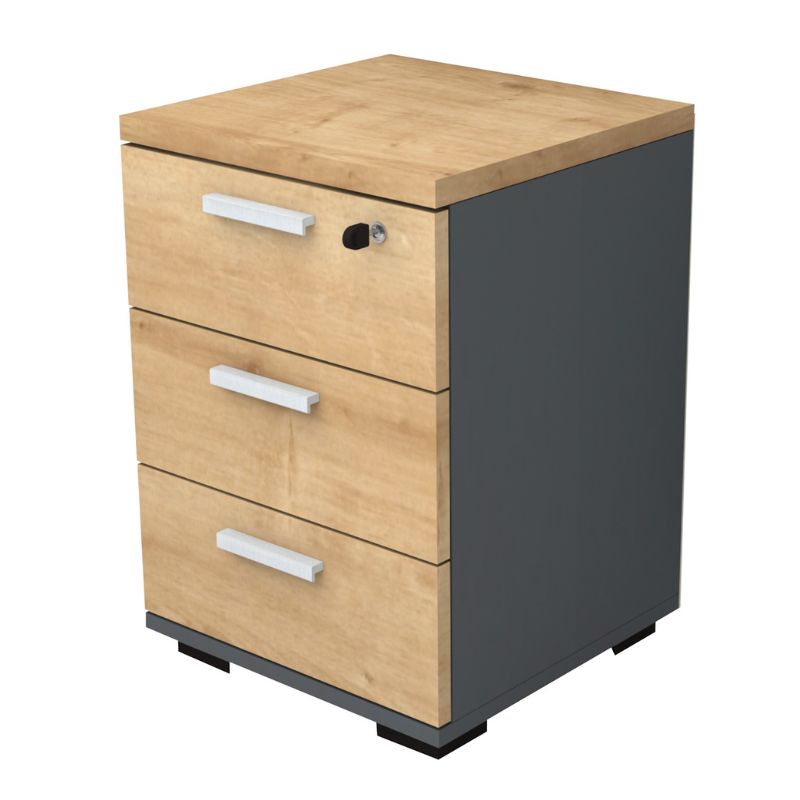 Συρταριέρα γραφείου επαγγελματική Venturo Megapap χρώμα ανθρακί – φυσικό οξιάς 39x40x57εκ.