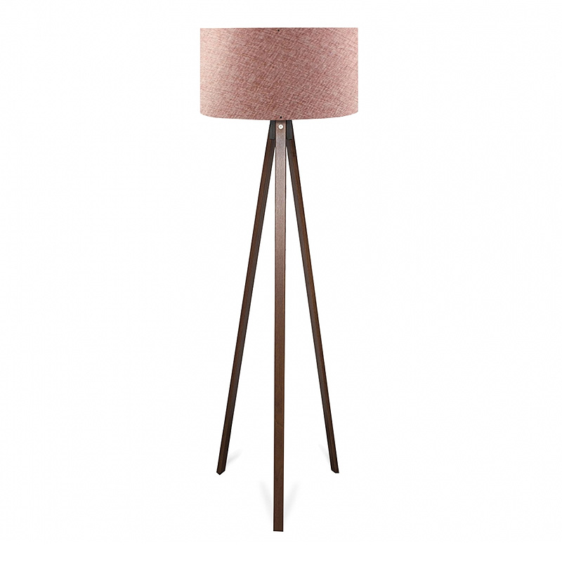 Φωτιστικό δαπέδου Rosling Megapap Mdf/ύφασμα Pvc χρώμα καρυδί – dusty rose 38x38x140εκ.