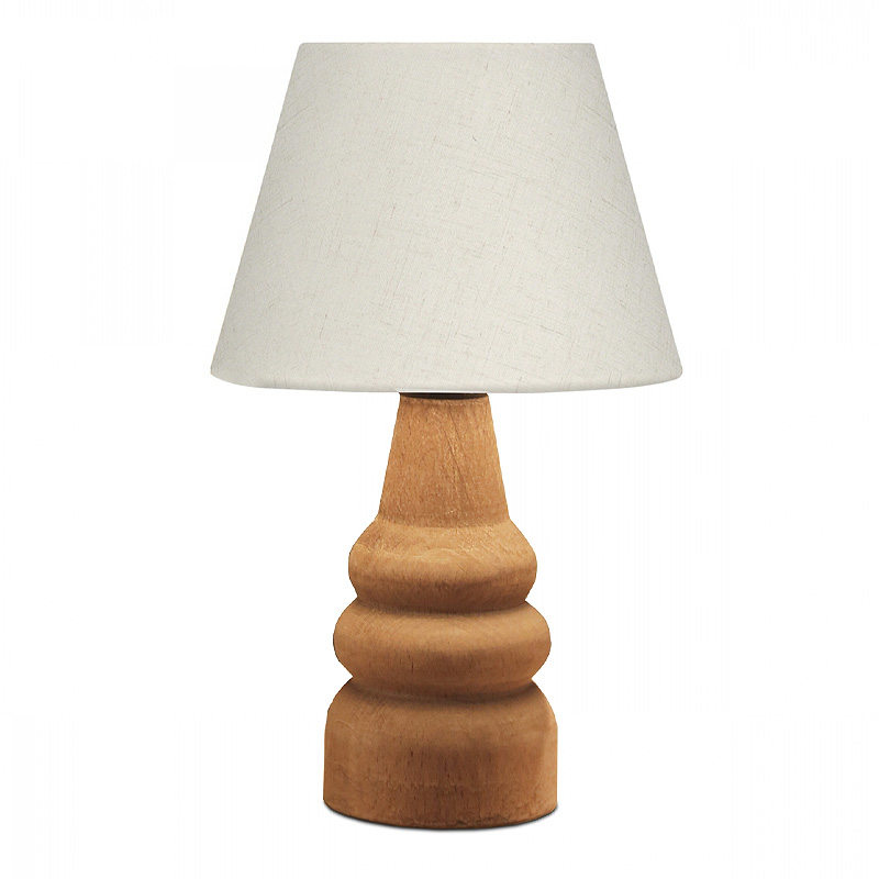 Φωτιστικό επιτραπέζιο Lary Megapap E27 υφασμάτινο – ξύλινο χρώμα κρεμ – καφέ Φ24×36εκ.