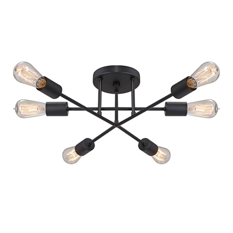 Φωτιστικό οροφής Helga Megapap E27 μεταλλικό εξάφωτο χρώμα μαύρο 50x12x20εκ.