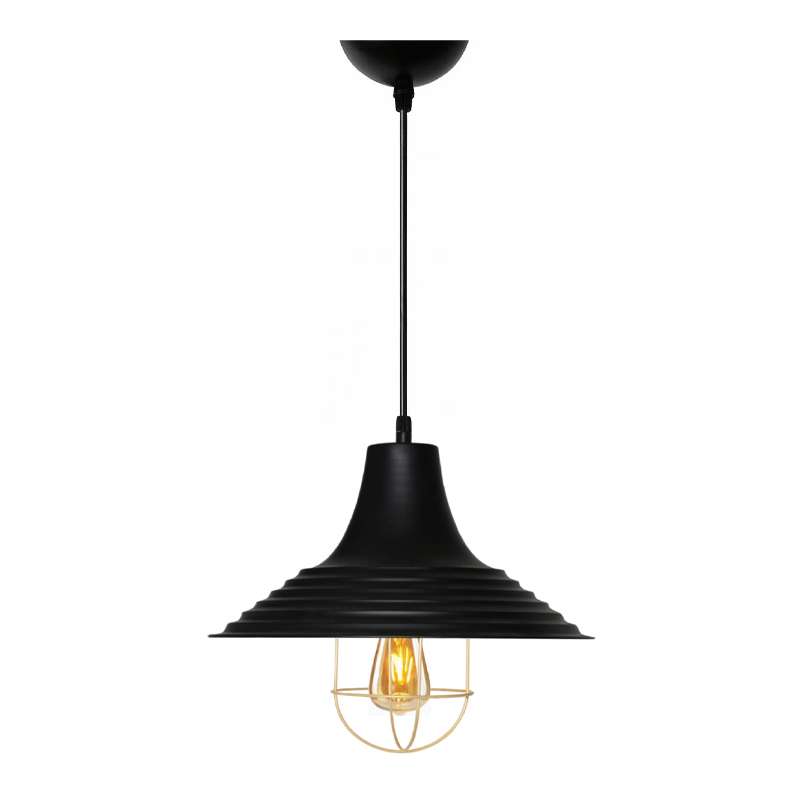 Φωτιστικό οροφής Retro Megapap E27 μεταλλικό μονόφωτο χρώμα μαύρο Φ30×70εκ.