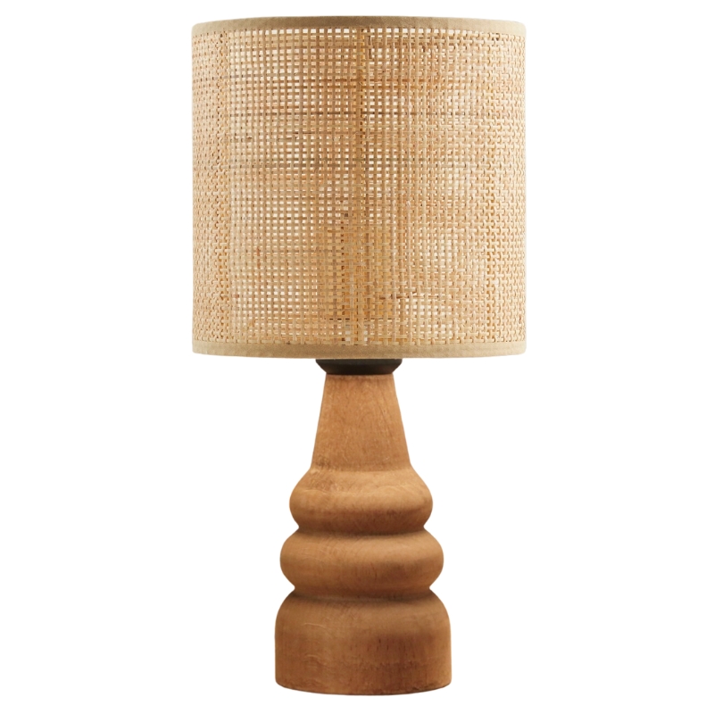 Φωτιστικό επιτραπέζιο Tino Megapap E27 pe rattan – ξύλο χρώμα φυσικό Ø15×32εκ.