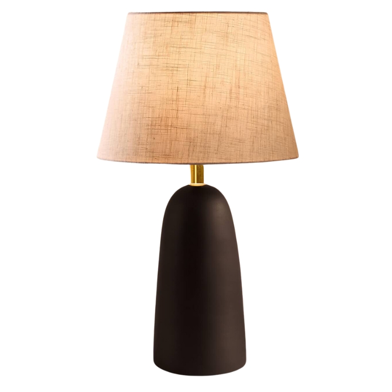 Φωτιστικό επιτραπέζιο Odesa Megapap E27 μεταλλικό – ύφασμα Pvc χρώμα μαύρο – κρεμ Ø22×35εκ.