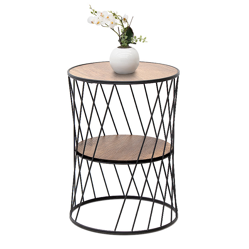 Τραπεζάκι βοηθητικό Jaspin Megapap μεταλλικό – Mdf χρώμα μαύρο – καρυδί 32x32x44εκ.