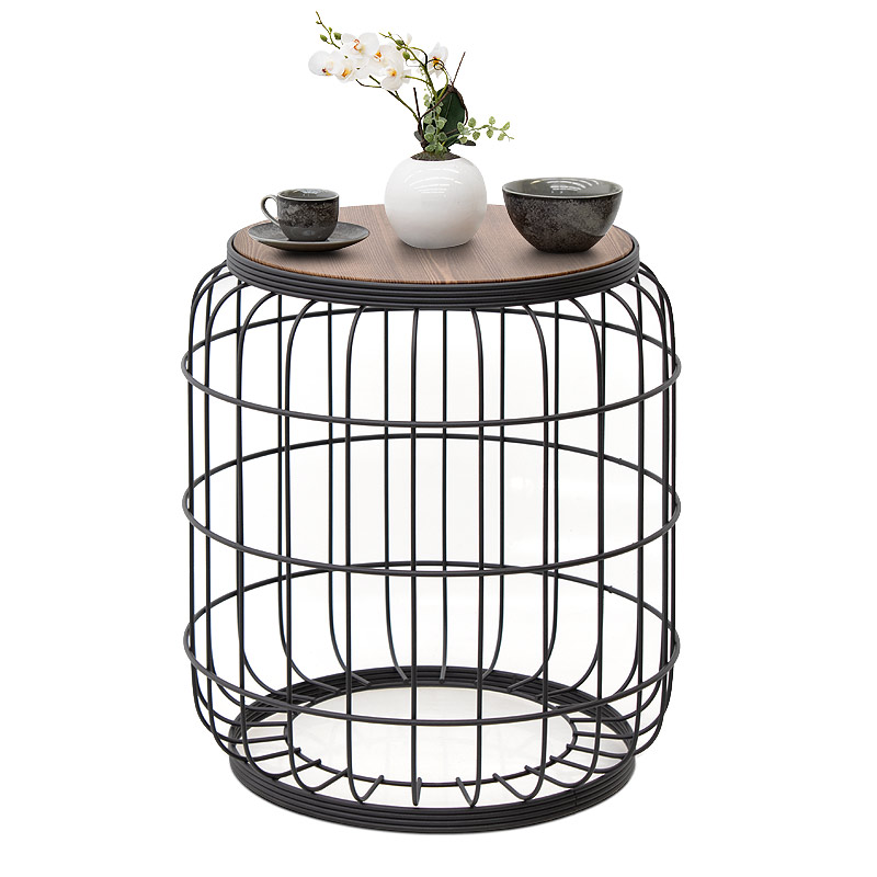 Σκαμπώ – Τραπεζάκι βοηθητικό Muller Megapap μεταλλικό – Mdf χρώμα μαύρο – καρυδί 35x35x47εκ.