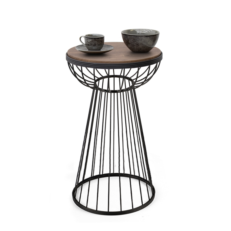 Τραπεζάκι βοηθητικό Mantare Megapap μεταλλικό – Mdf χρώμα μαύρο – καρυδί 35x35x58εκ.