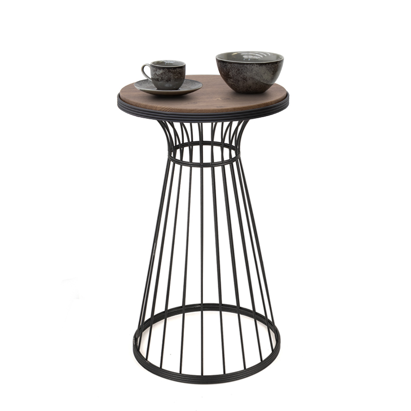 Τραπεζάκι βοηθητικό Tekosi Megapap μεταλλικό – Mdf χρώμα μαύρο – καρυδί 35x35x58εκ.