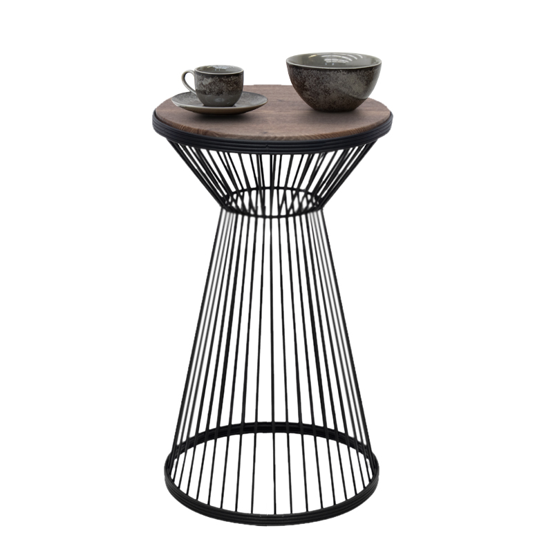 Τραπεζάκι βοηθητικό Cresta Megapap μεταλλικό – Mdf χρώμα μαύρο – καρυδί Ø34,5×58,5εκ.