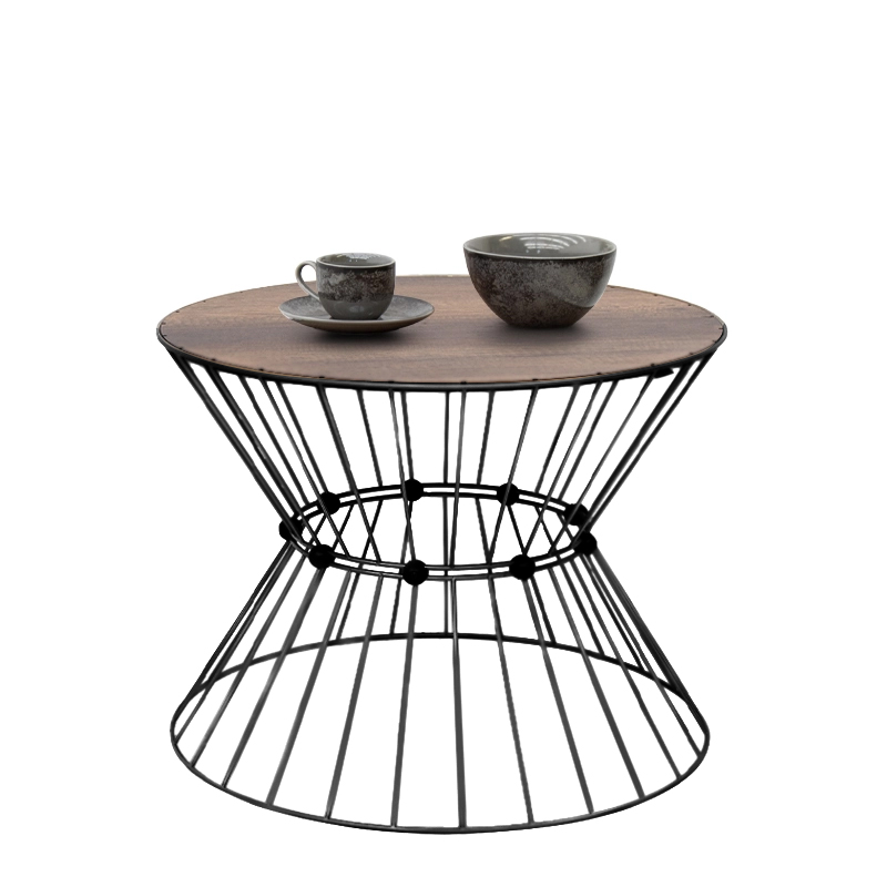 Τραπεζάκι σαλονιού Girene Megapap μεταλλικό – Mdf χρώμα μαύρο – καρυδί Ø55×42εκ.