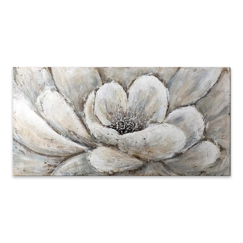 Πίνακας σε καμβά “Silver Flowers” Megapap ψηφιακής εκτύπωσης 140x70x3εκ.