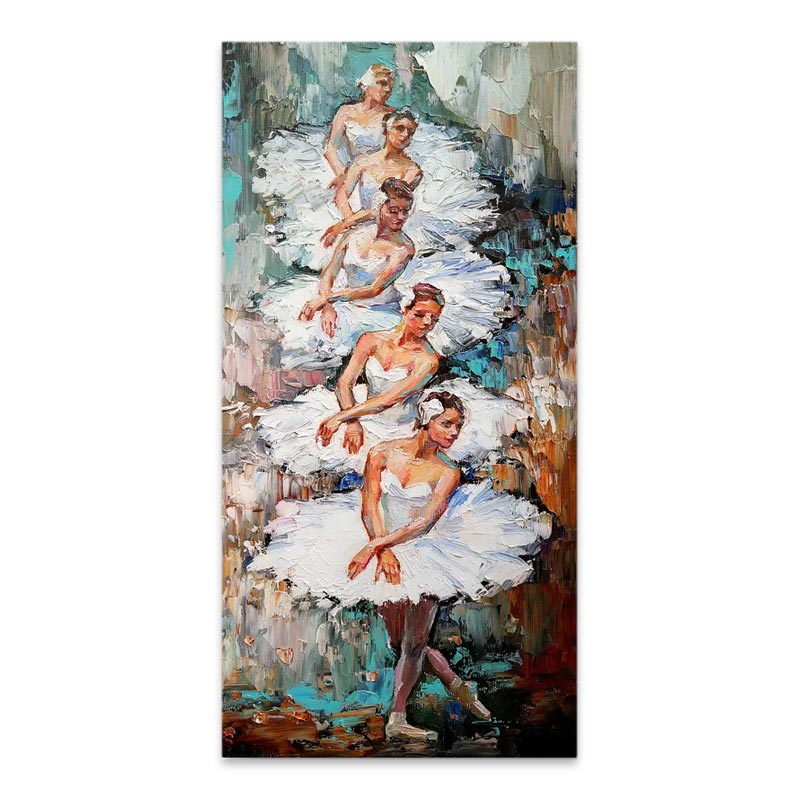 Πίνακας σε καμβά “White Swan Ballerinas” Megapap ψηφιακής εκτύπωσης 50x100x3εκ.