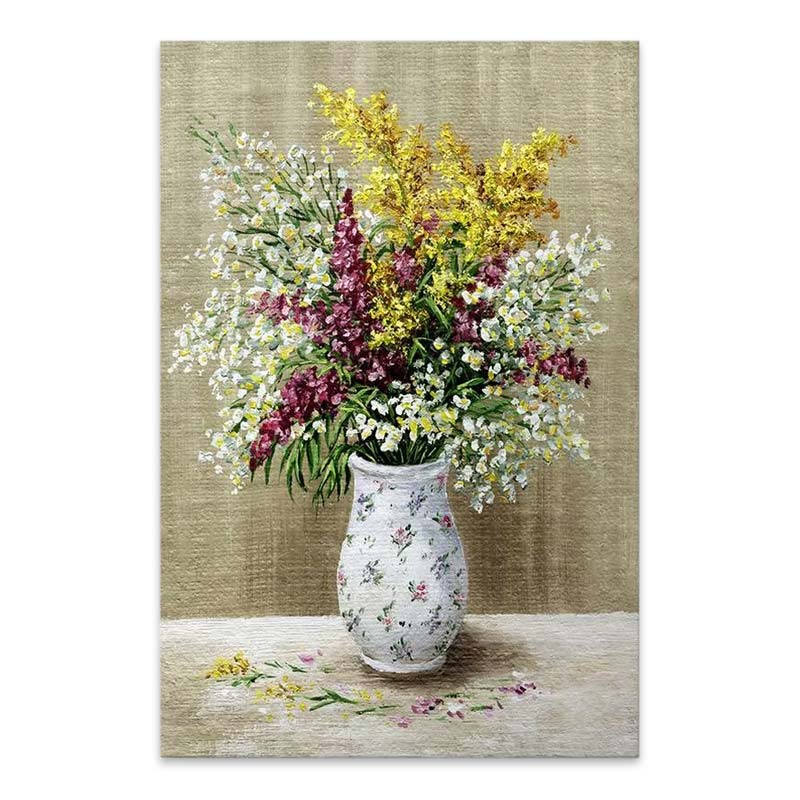 Πίνακας σε καμβά “Flowers in Vase” Megapap ψηφιακής εκτύπωσης 60x90x3εκ.