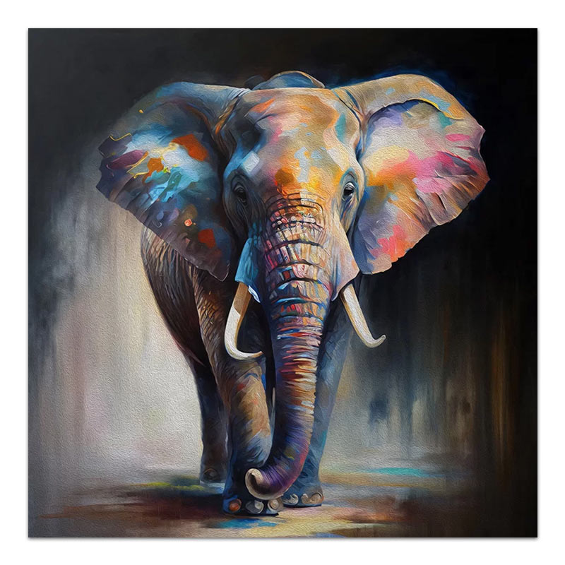 Πίνακας σε καμβά “Colorful Elephant” Megapap ψηφιακής εκτύπωσης 100x100x3εκ.