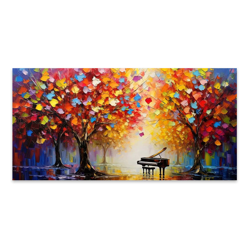 Πίνακας σε καμβά “Piano in Colorful Forest” Megapap ψηφιακής εκτύπωσης 120x60x3εκ.