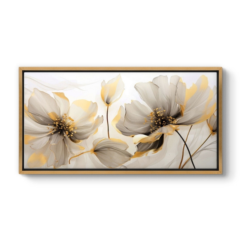 Πίνακας σε καμβά “Ethereal Blossom” Megapap ψηφιακής εκτύπωσης με κορνίζα χρώμα χρυσό 120x60x3εκ.