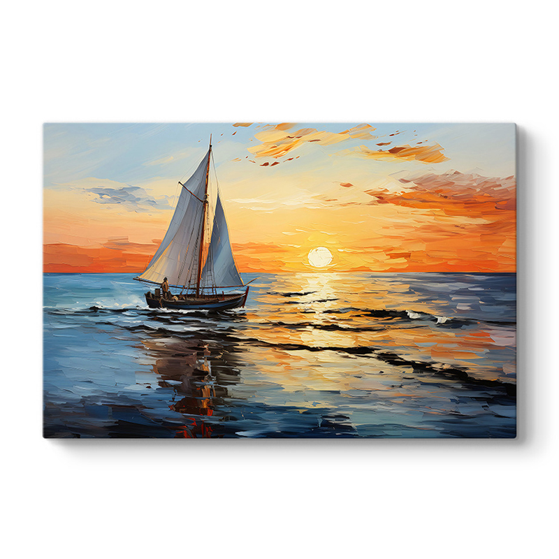 Πίνακας σε καμβά “Fisherman at the sunset” Megapap ψηφιακής εκτύπωσης 120x60x3εκ.