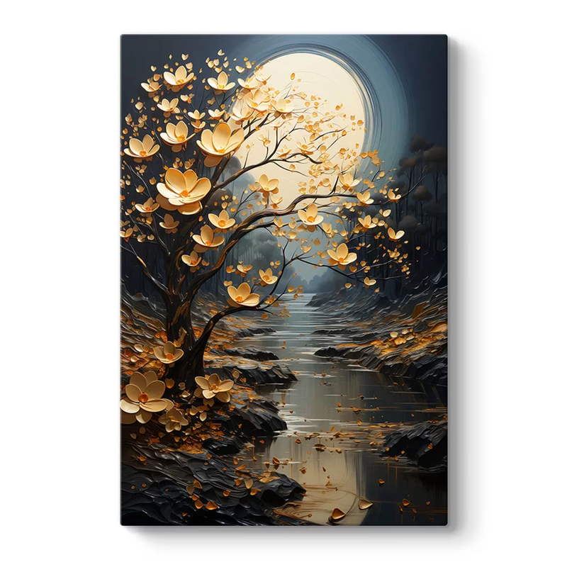 Πίνακας σε καμβά “Dance of Flowers in Moonlight” Megapap ψηφιακής εκτύπωσης 60x90x3εκ.