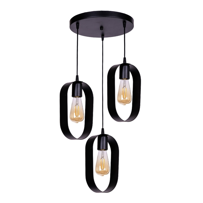 Φωτιστικό οροφής Mordo Megapap E27 μεταλλικό τρίφωτο χρώμα μαύρο 40x40x70εκ.