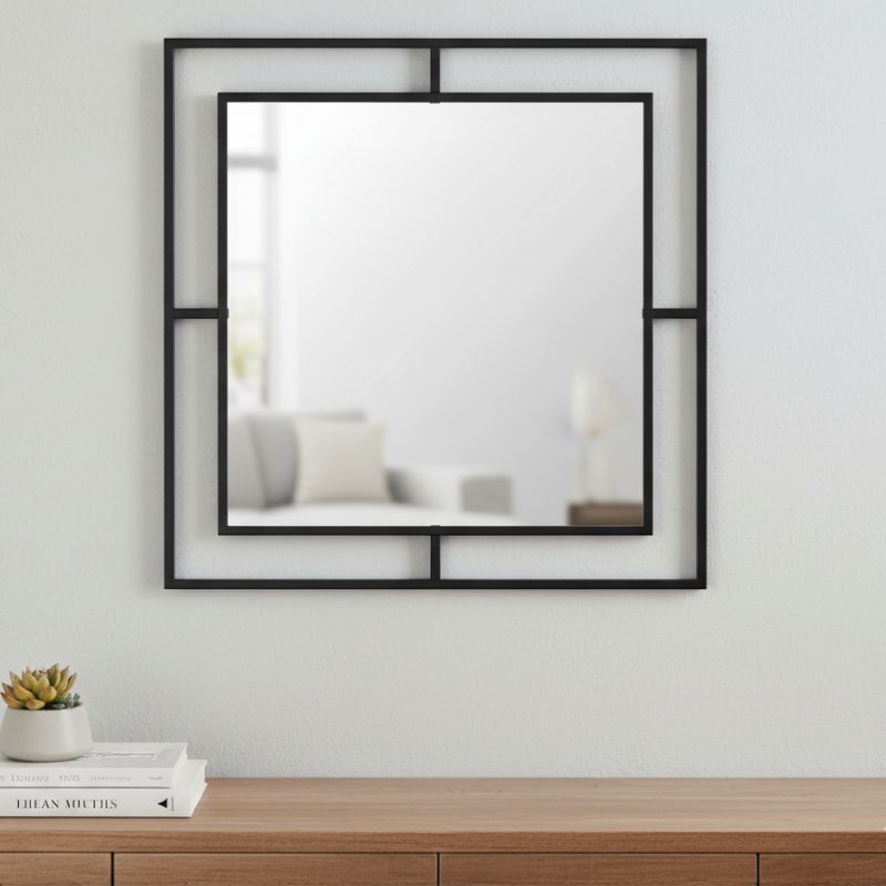 Καθρέπτης τοίχου Corner Megapap αλουμινίου χρώμα μαύρο 58,6x2x58,6εκ.
