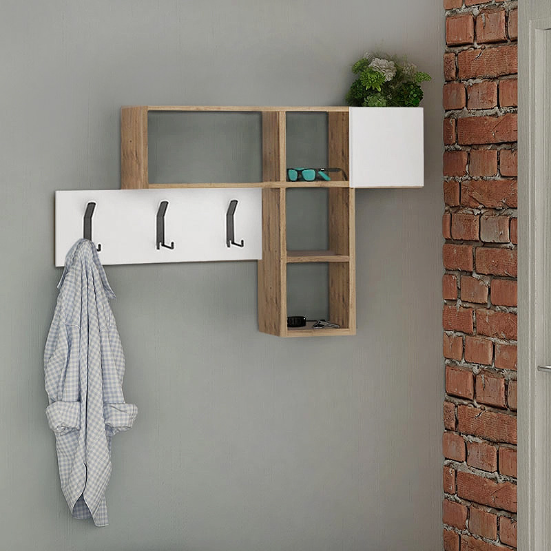 Κρεμάστρα τοίχου Game Megapap χρώμα sapphire oak – λευκό 99,5x15x61εκ.