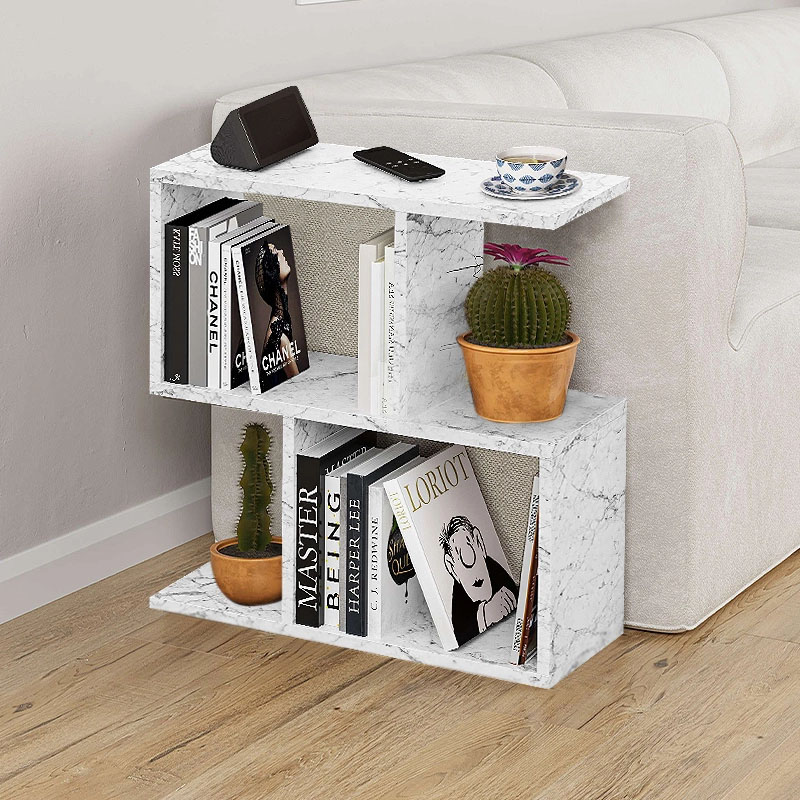 Τραπεζάκι βοηθητικό Homemania Megapap χρώμα λευκό εφέ μαρμάρου 60x20x60εκ.