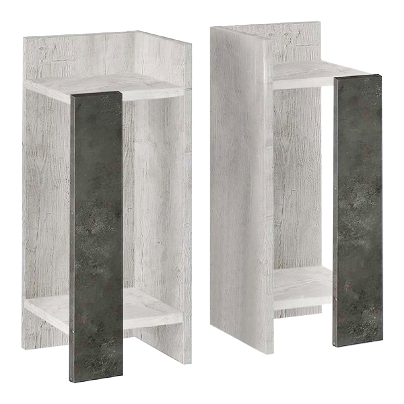 Κομοδίνο Elos Megapap σετ 2 τεμαχίων χρώμα λευκό αντικέ – γκρι ρετρό 25x27x60εκ.