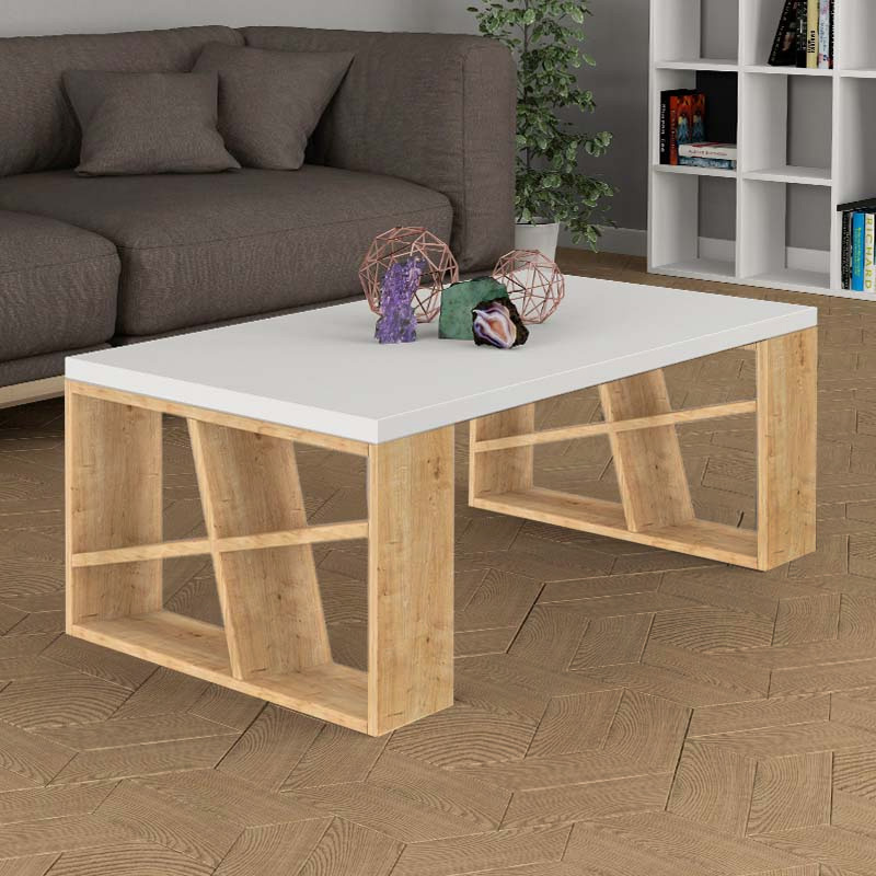 Τραπεζάκι σαλονιού Honey Megapap χρώμα sapphire oak – λευκό 105x60x40εκ.